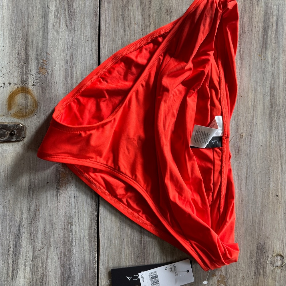 La Blanca Red/orange Bikini Bottom NWT size 14